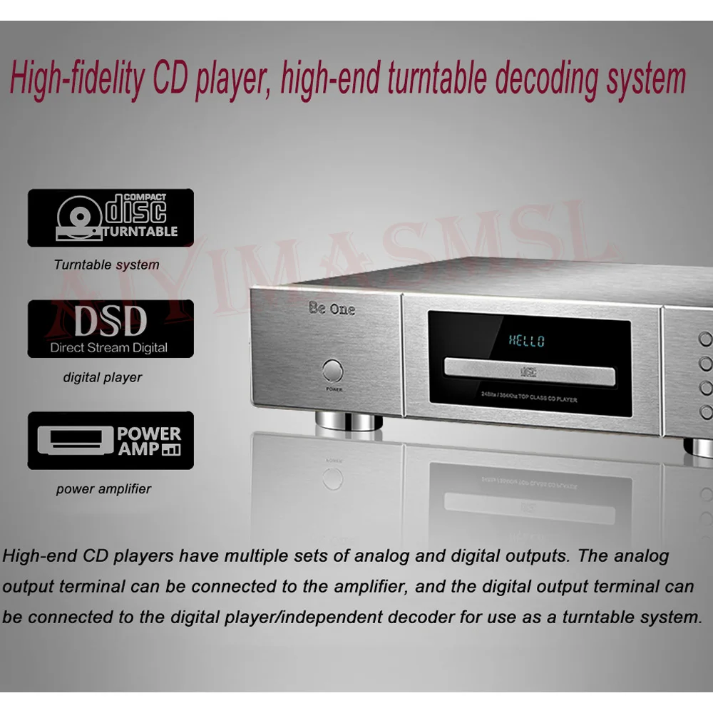 AIYIMA SMSL CD-3.8 HIFI CD Player High-end Audio Turntable DAC Decoding Balance Optical Coaxial Remote Control CD Player