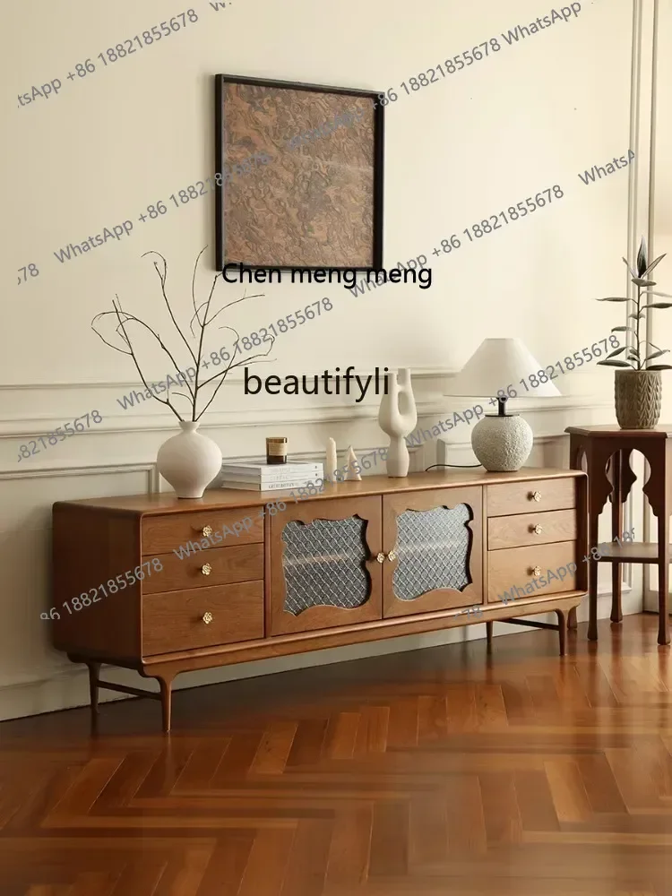 

D178 French Retro Cherrywood TV Cabinet Simple Combination Floor Cabinet Living Room Display Cabinet Furniture Living Room