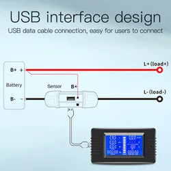 Peacefair DC 0-200V 50A Battery Tester Coulomb Counter Meter Battery Capacity Indicator Ammeter Voltmeter Battery Tester