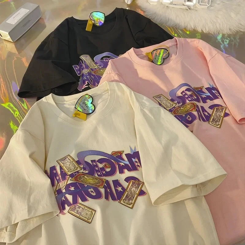 

plus Size 300 Pou Fat MM Cartoon Fun Print round Ne ort Sve Women's Summer Loose Casual Versatile Top T-irt