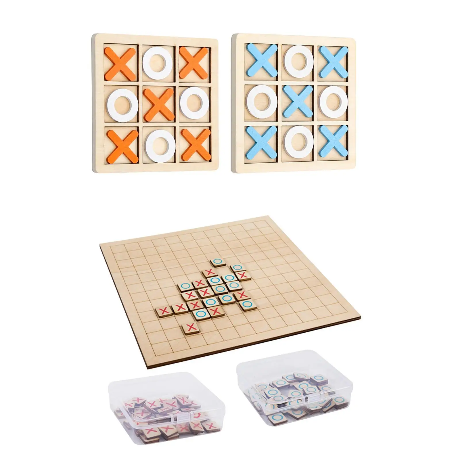 Educational Toys Wooden Tic Tac Toe Board Games Kids Puzzle Interactive Learning for Car Train Trips