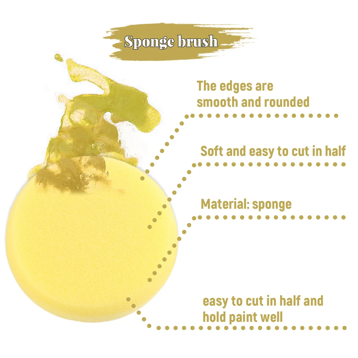 10Pcs Round Synthetic Artist Paint Sponge Craft Sponges for Painting Pottery Watercolor Art Sponges Yellow 2.75inch