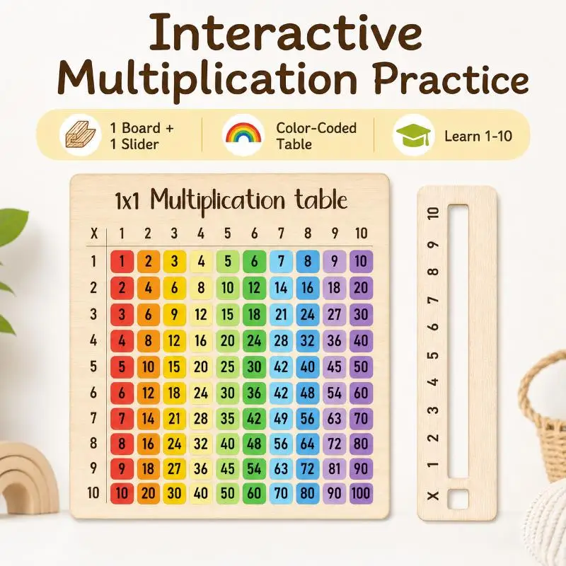 Eco-Friendly Multiplication Table Wooden Board Set Natural Wood Math Enlightenment Tool for Kindergarten Kids view 6