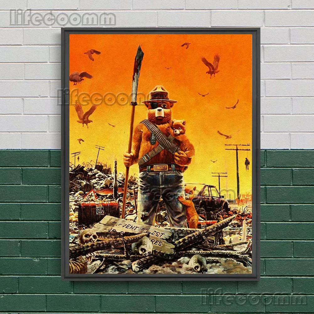 Death And The Golfer Vintage Wall Art Canvas Painting Spider Troll,Escape From Zombies Surreal Art Poster Print Home Decoration