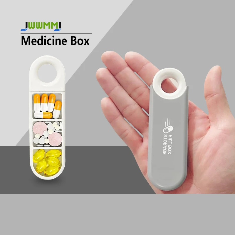

1pcs Travel Pill Organizer, 3-Slot Small Pill Case with Slide-Open, Portable Pocket Pill Case with Moisture-Proof Strip