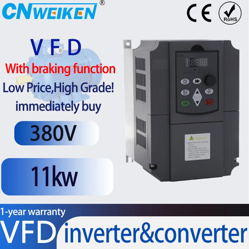 380V 0.75KW-11KW VFD Variable Frequency Drive Converter Changer Variator with braking function For Motor Speed Control Inverter