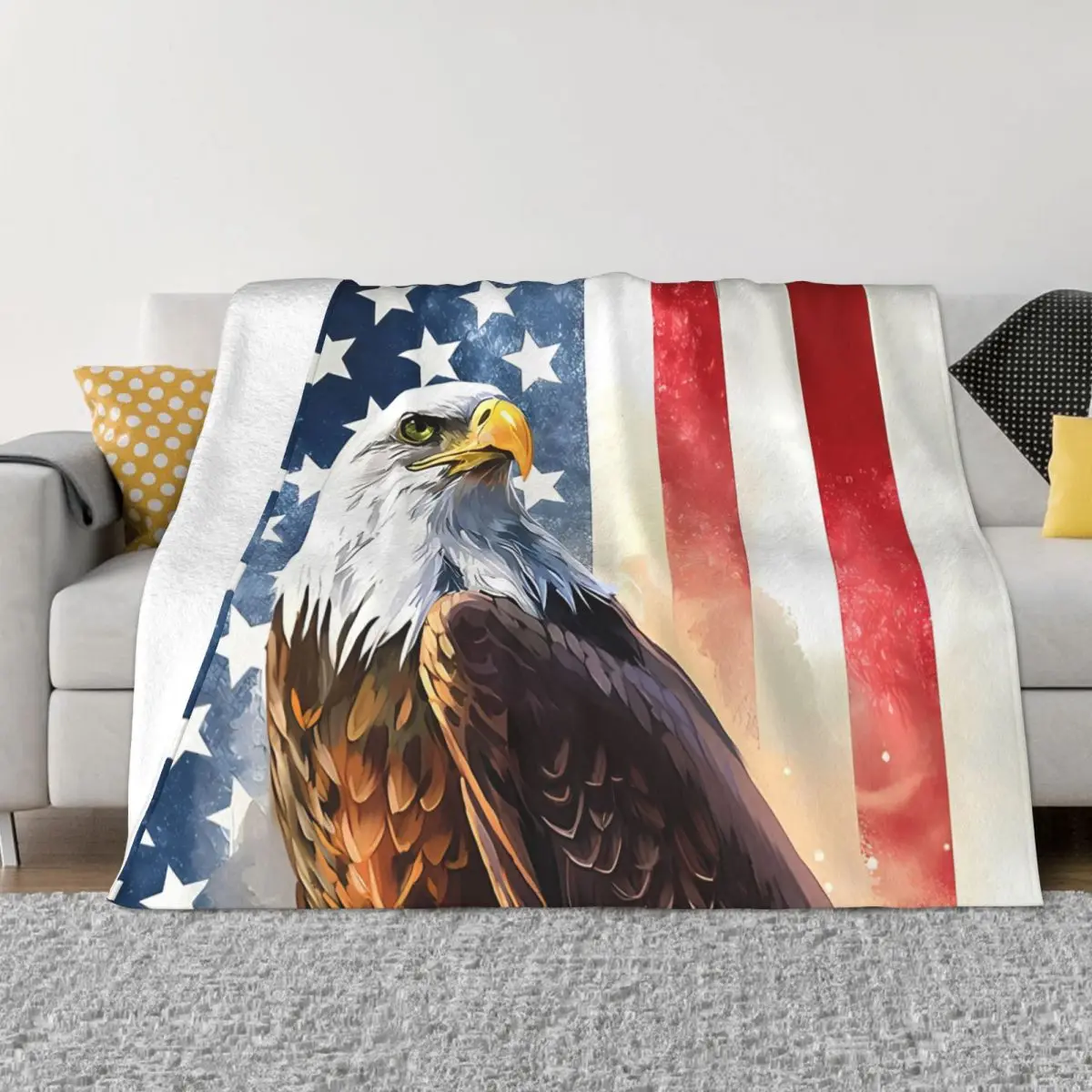 

USA Eagle Blankets Coral Fleece Plush Decoration Bedroom Bedding Couch Bedspread