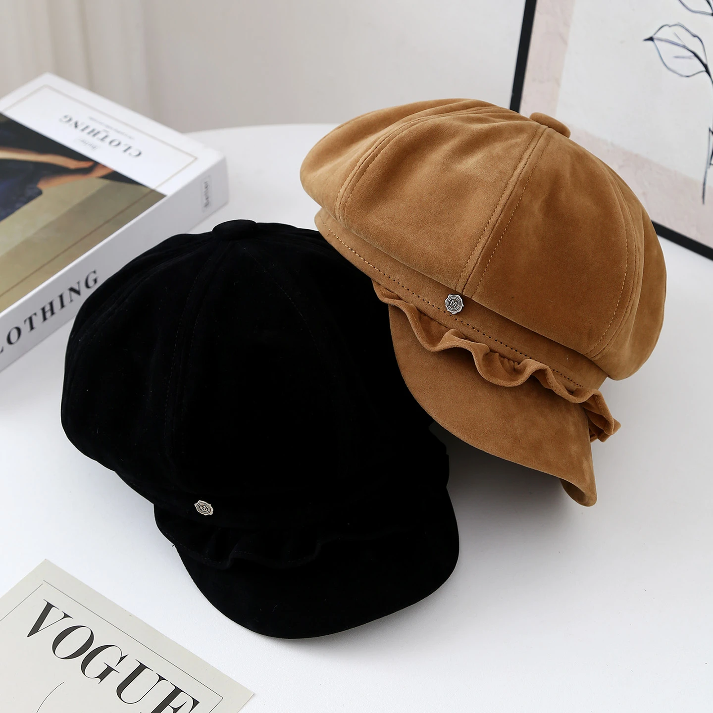 

Утолщенная холодостойкая шляпа газетчика, восьмиугольный берет для женщин - регулируемая зимняя кепка в стиле художника, модный аксессуар