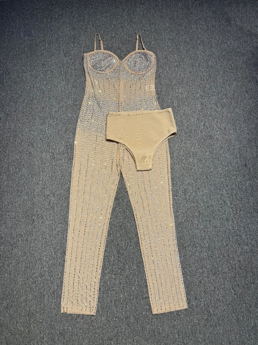 Mulheres sexy cinta brilhando strass malha ver através bodycon macacão celebrar boate festa bar dançarino trajes de desempenho