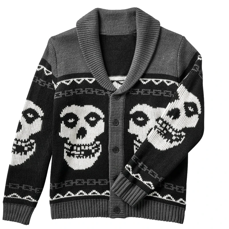 Fall Winter y2k Portrait Printed Harajuku Sweater Fashion Men and Women Long Sleeves Coat Warm Gothic Ghost Pattern Sweaters