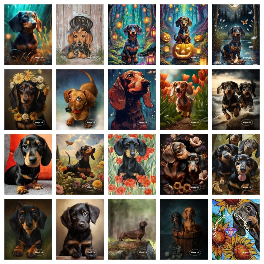 

Dachshund 5D Diamond Painting Pet Dog Portrait Square Round Diamond Painting Kit 5D DIY Handmade Art Gift Crafts Home Decor Gift