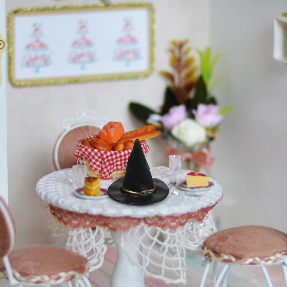 

12 Pcs Miniature Witch Hat Toys Black Tiny Craft Adornments Halloween Decor House Supplies Plastic Mini Hats