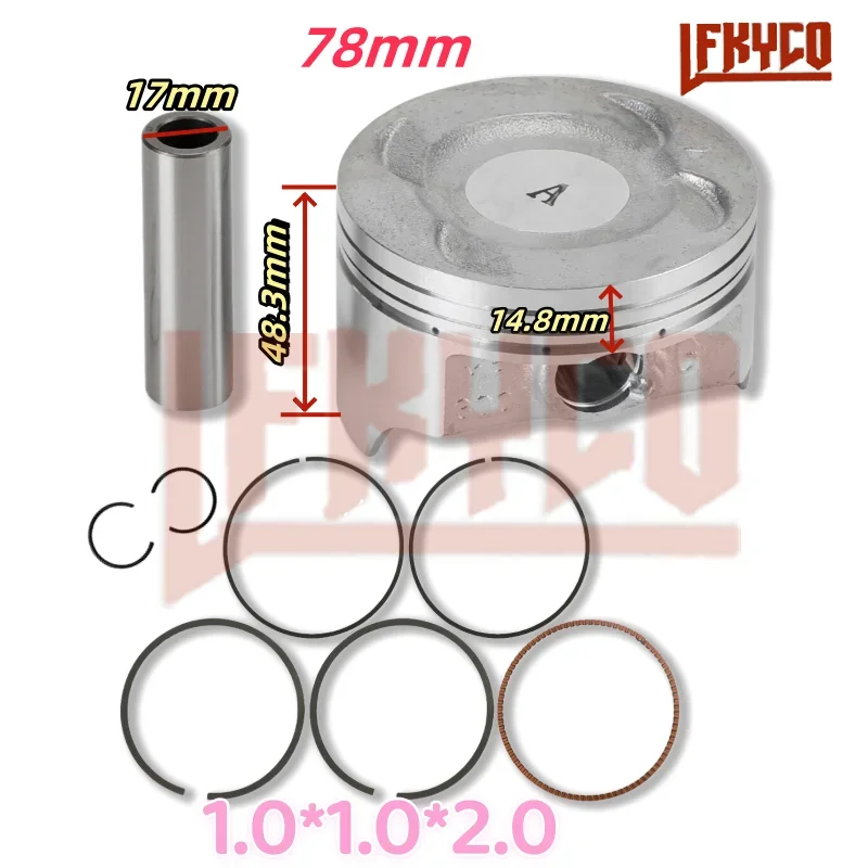 

78mm Motorcycle Piston Ring Kit for Loncin YF300 Kawasaki KLX300 KLX300R 1997-2008 KLX250 KLX250R KLX250S 13001-0753 Engine Part