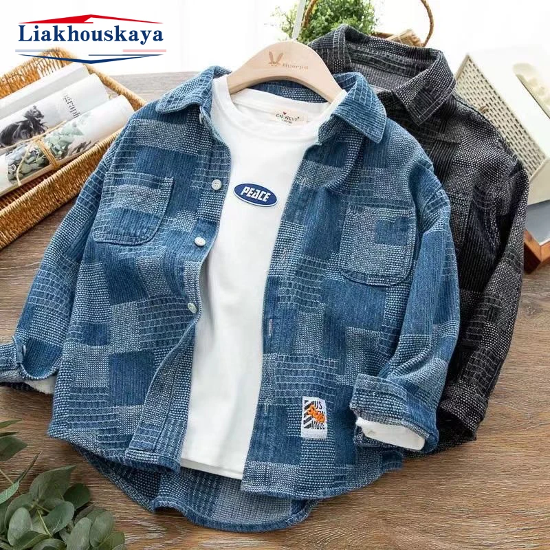 

Children Long Sleve Shirts For Boys Cotton 100% Teenage Full-Sleeved Kids Boy'S Shirts Clothing For 110-160cm Wear In School