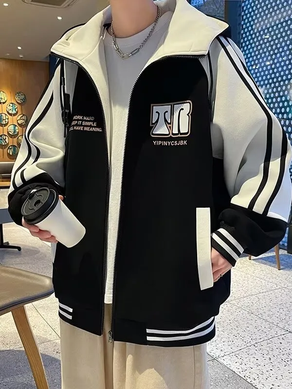 

Бейсбольное пальто для мальчиков-подростков, зимнее пальто, повседневное свободное пальто больших размеров из полиэфирного волокна, дышащее пальто с капюшоном на молнии