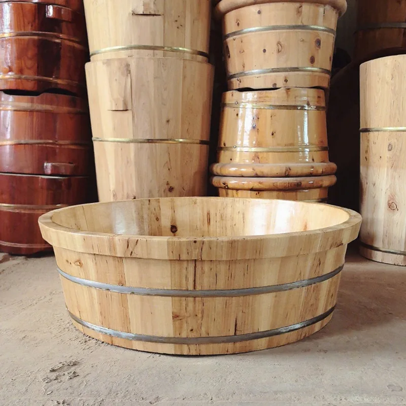 Bath wooden basin round solid wood children's  basin old-fashioned foot  bidet bath   foot bath