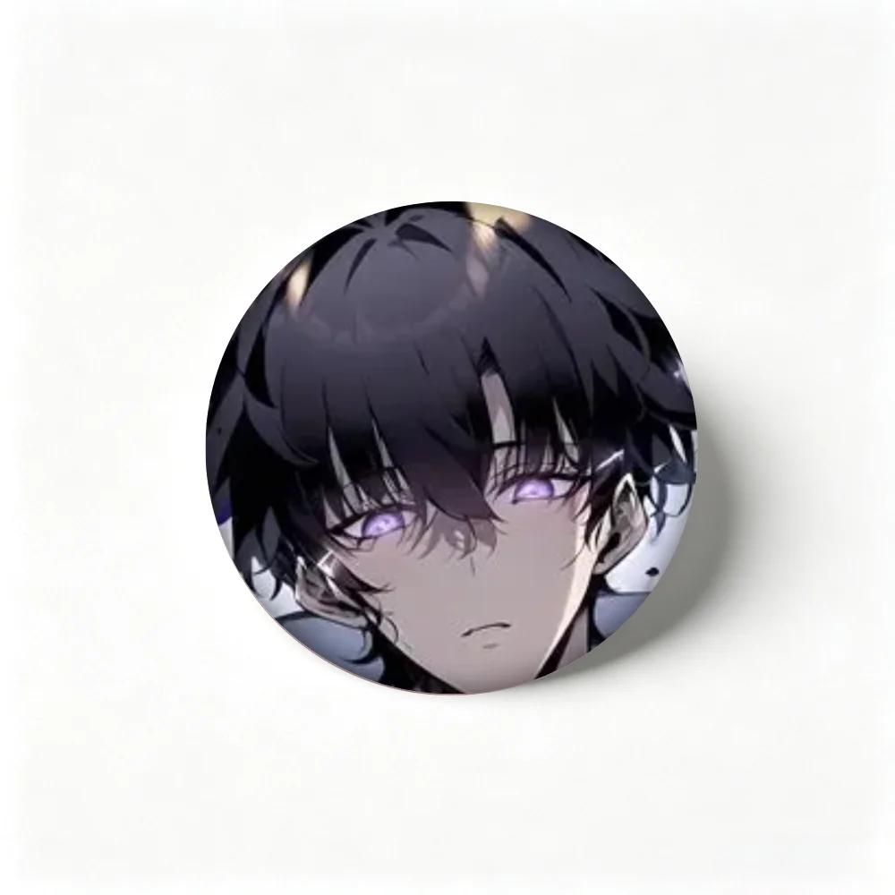 Anime Pins Solo Leveling Sung Jinwoo Badge Round Tinplate Brooch for Backpack Hat Clothes Decoration