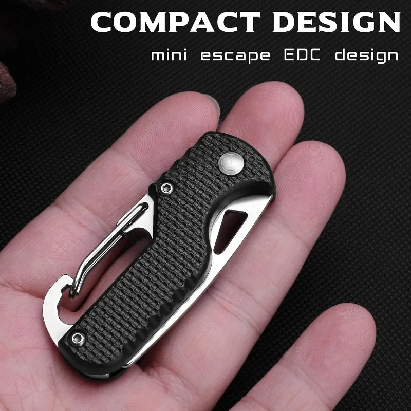 1PCS Portable Multifunctional Tool Knife FoldableSerrated Sharp Express Parcel Knife KeychainWith Hook Cut Rope Survival Tool