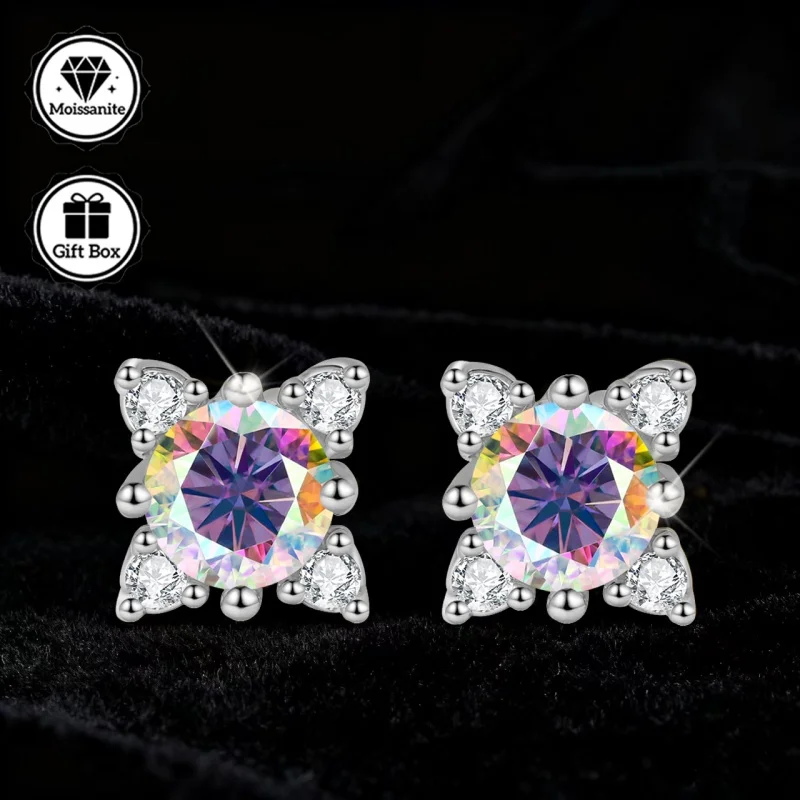 LAMVOICE مجوهرات للنساء/أقراط مرصعة مع 1 قيراط مويسانيتي هيبوالرجينيك أقراط هدية الكريسماس مجوهرات عالية الجودة