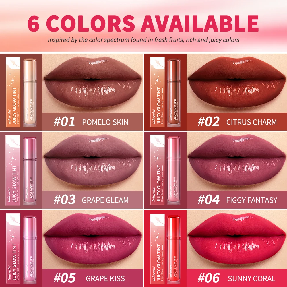 Lakerain عصير توهج تينت مرآة طويلة الأمد تألق السلس مشع الشفاه تينت ترطيب عميق اشراق عصير توهج أحمر الشفاه #4