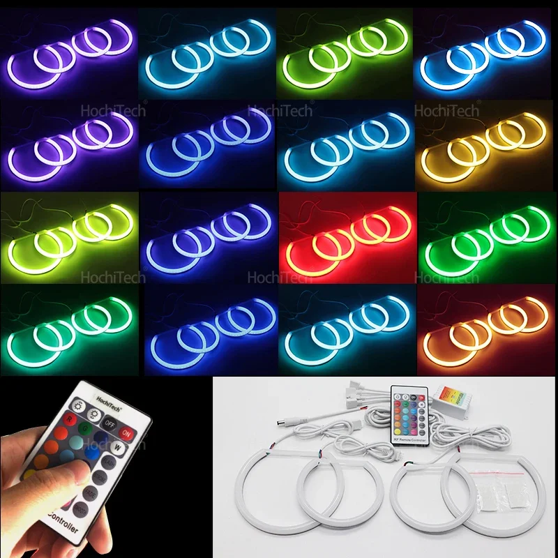 Remote Control Angel Eyes LED Cotton RGB 16-Color Headlight Ring Kit for BMW 3 Series E46 Compact 2001 2002 2003 2004 2005