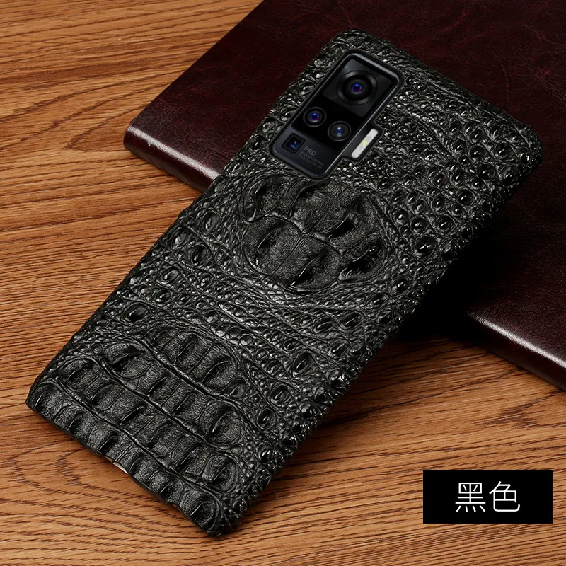 New Luxury Shockproof 3d Real Leather Embossed Crocodile Pattern For Vivo X50 X30 X27 Pro Phone Back Cover Protection Case