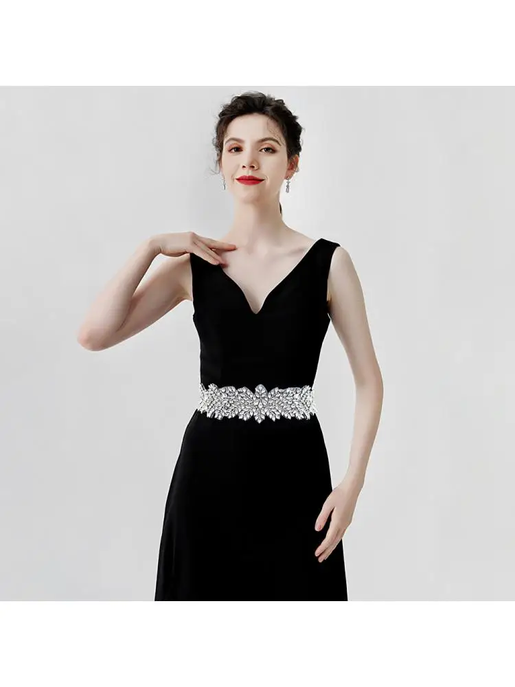 High Quality Women Crystal Inlay Belt Luxury Party Dress Accessories Rhinestone Waist Heavy Industry Leaf Shape Hand stitched