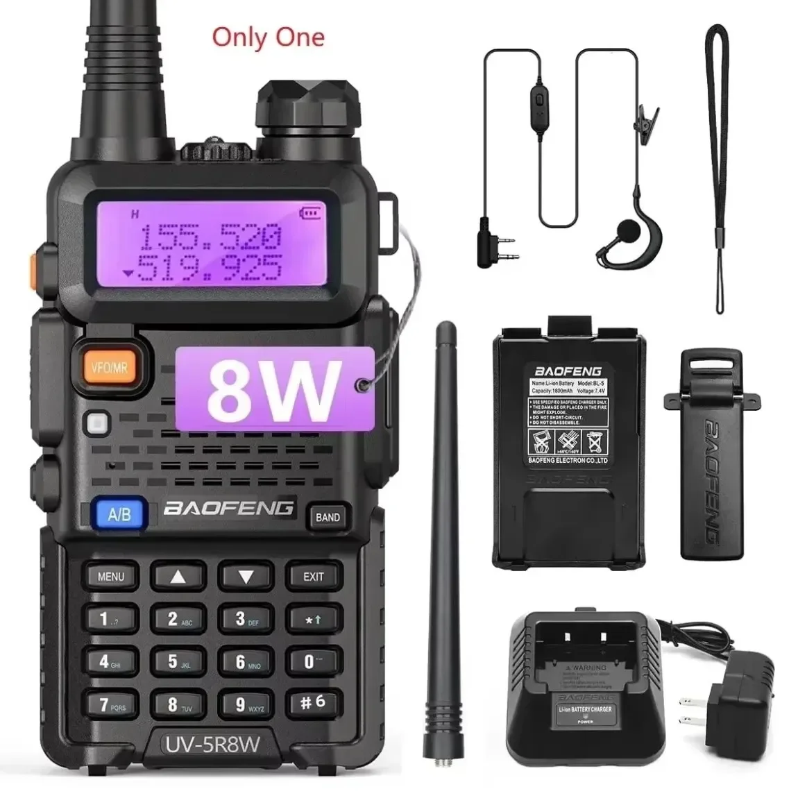 BAOFENG 1/2PCS UV-5R 8W Tri-Power Walkie Talkie High Power Dual Band Long Range 128 CH Portable Handheld UV 5R Ham Two Way Radio