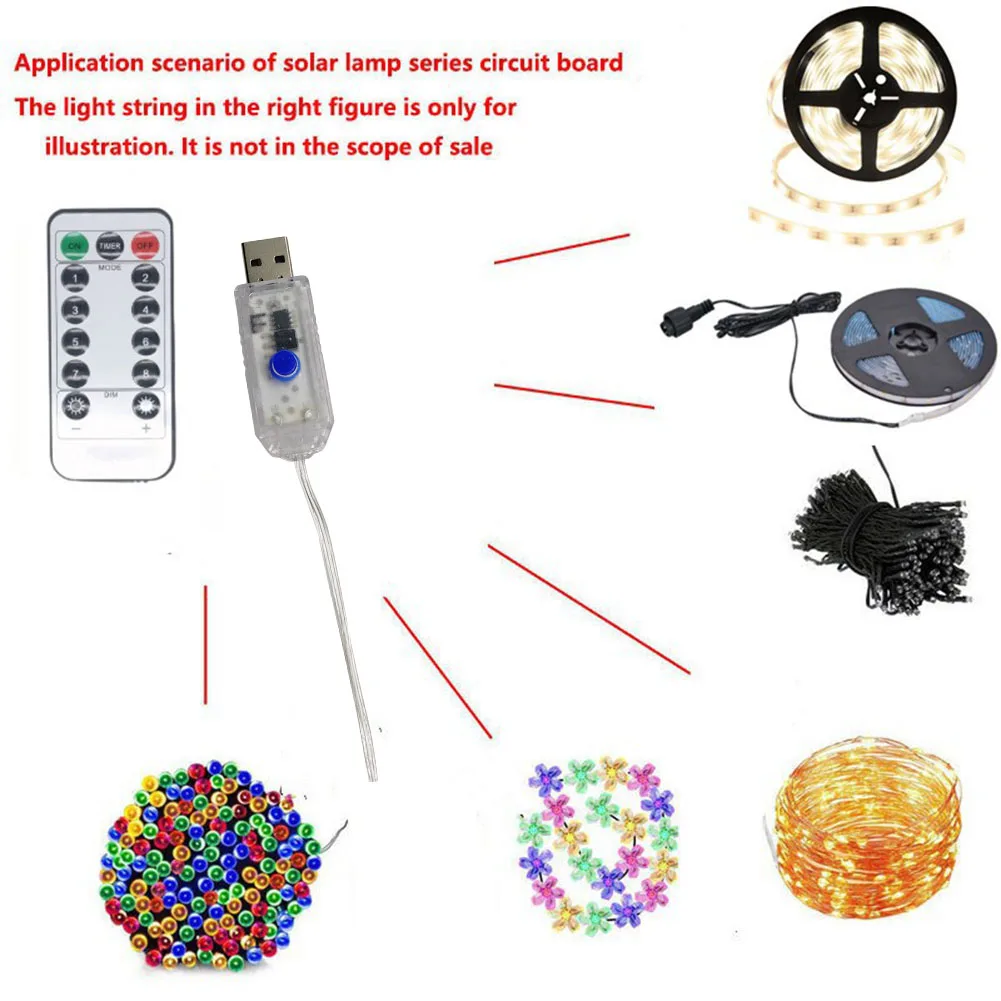 5V Strips Light Remote Controller Mini LED Controller Christmas Party Supplies 8 Modes Fit for 100LED/200LED for Holiday Party