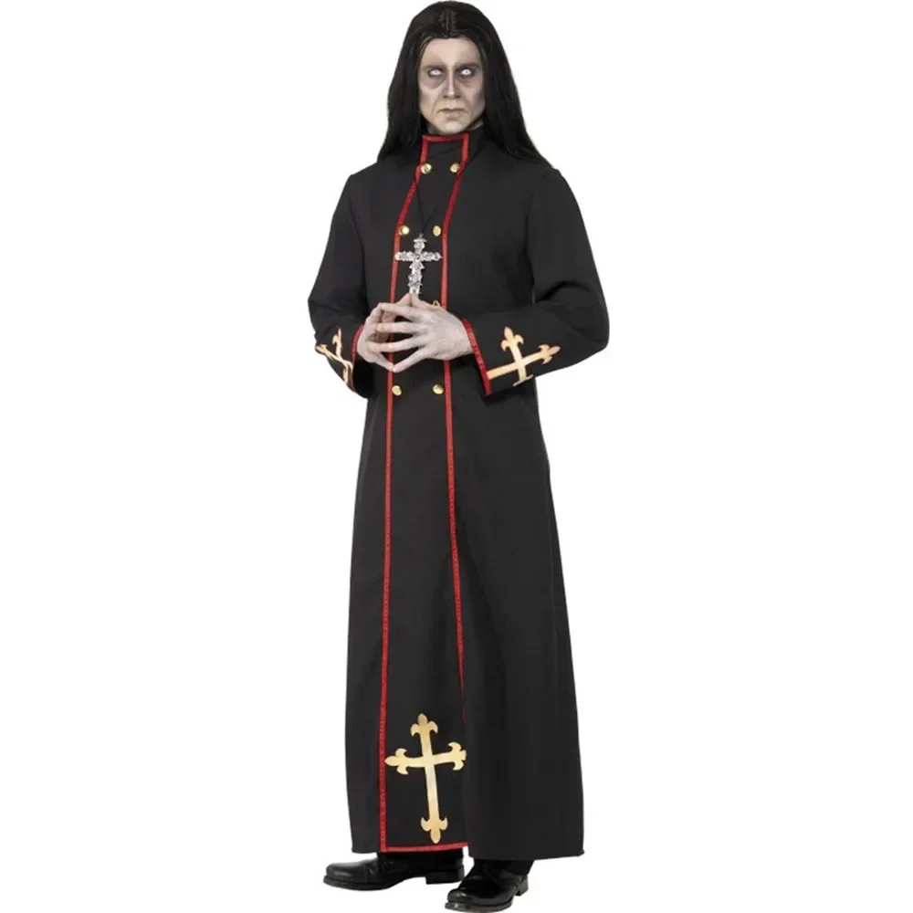 Neue Terror Vater schwarze Robe Cosplay Missionar Pastoral Kostüm Drama Bühne Performance Kostüm