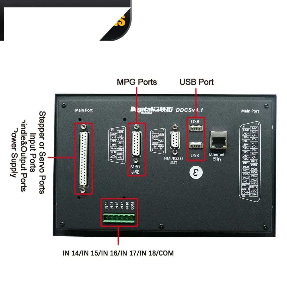 HLTNC DDCSV4.1 Upgrade Motion Controller 3-4 Axis 500Khz Speed Controller G code 24V input Servo Stepper Control Panel For CNC