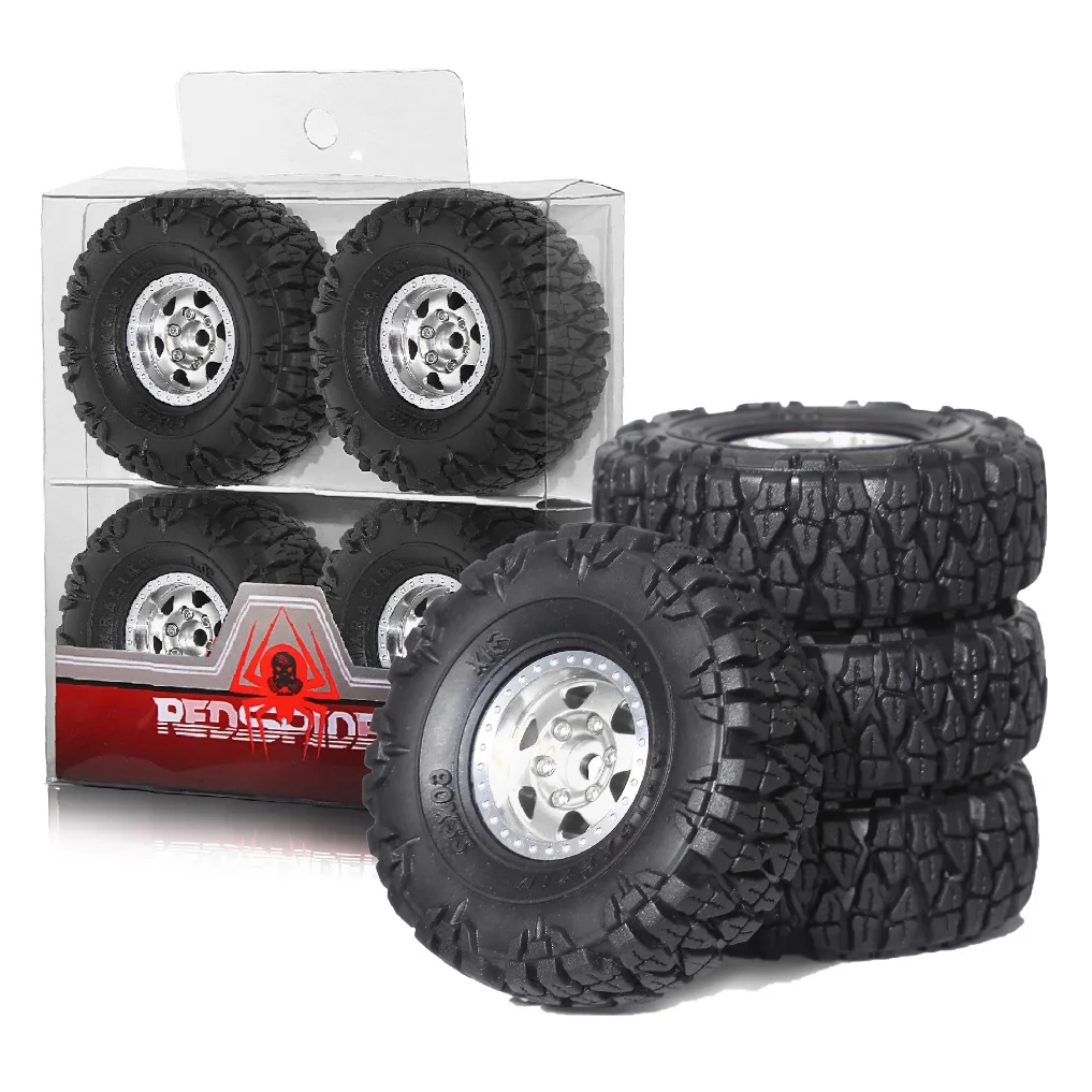 

1/18 1/24 Climbing Car Metal Anti-Off Wheel Hub Tire Kit 4-Pack 60mm Tires Suitable for Trx4M Scx24 Ax24 Fcx24 Upgrade