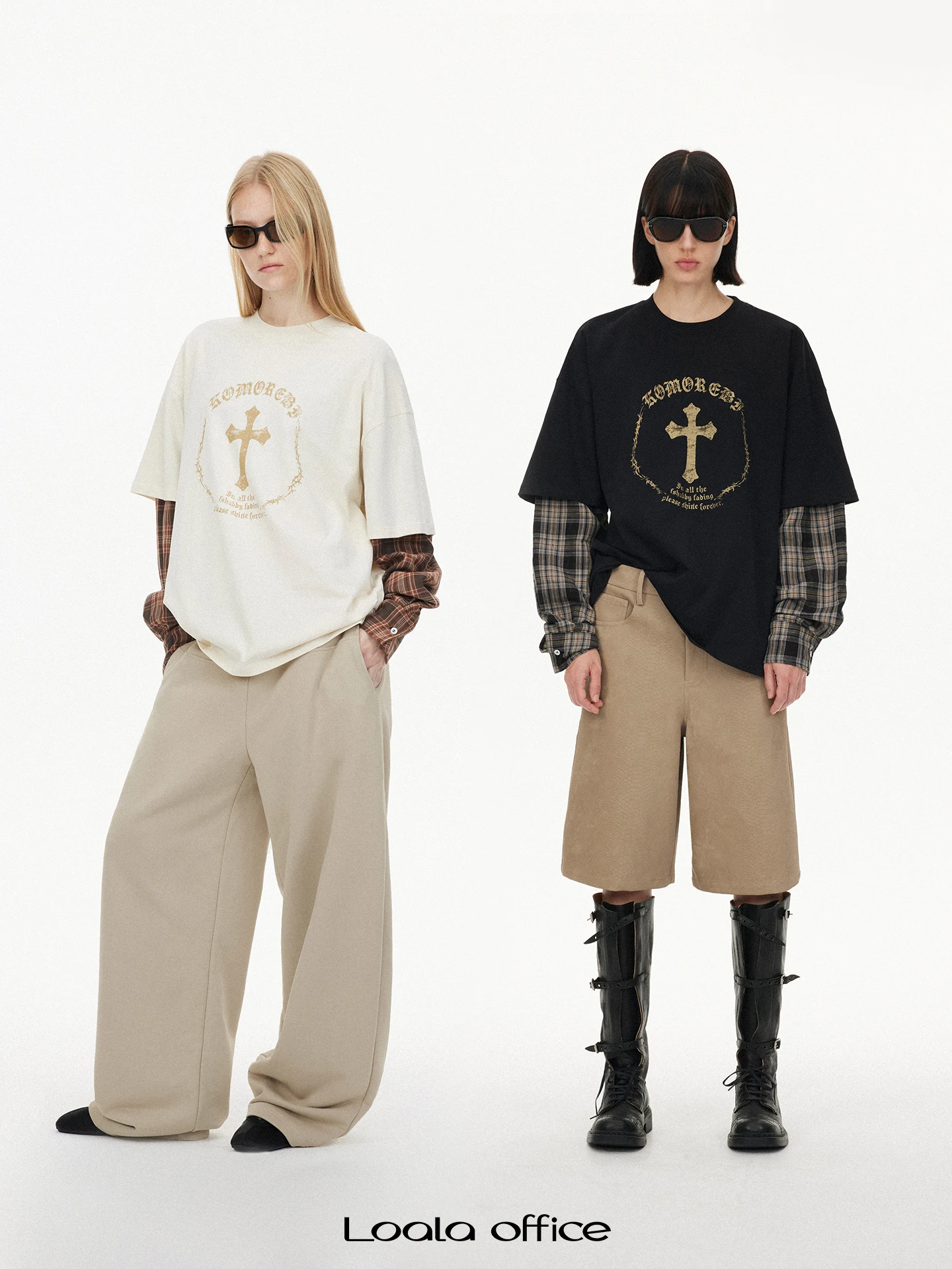 

Loala Office Lazy Oversize T-irt round Ne Pure Cotton Letter Print Casual Loose Fit Women's Long Sve Top