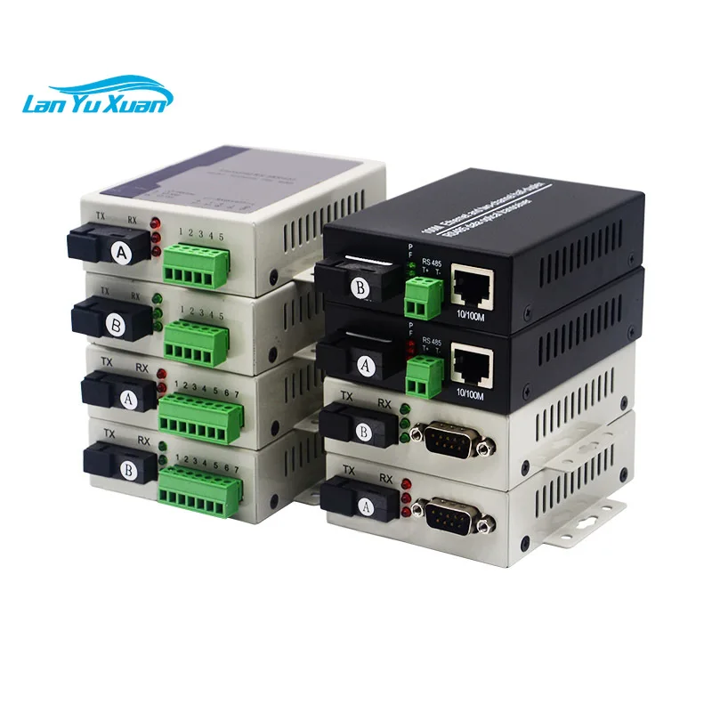RS485 RS422 RS232 to Fiber Optic Converter with 10/100Mbps Gigabit Ethernet SC/FC/ST Bidirectional Serial Data Fiber Transceiver