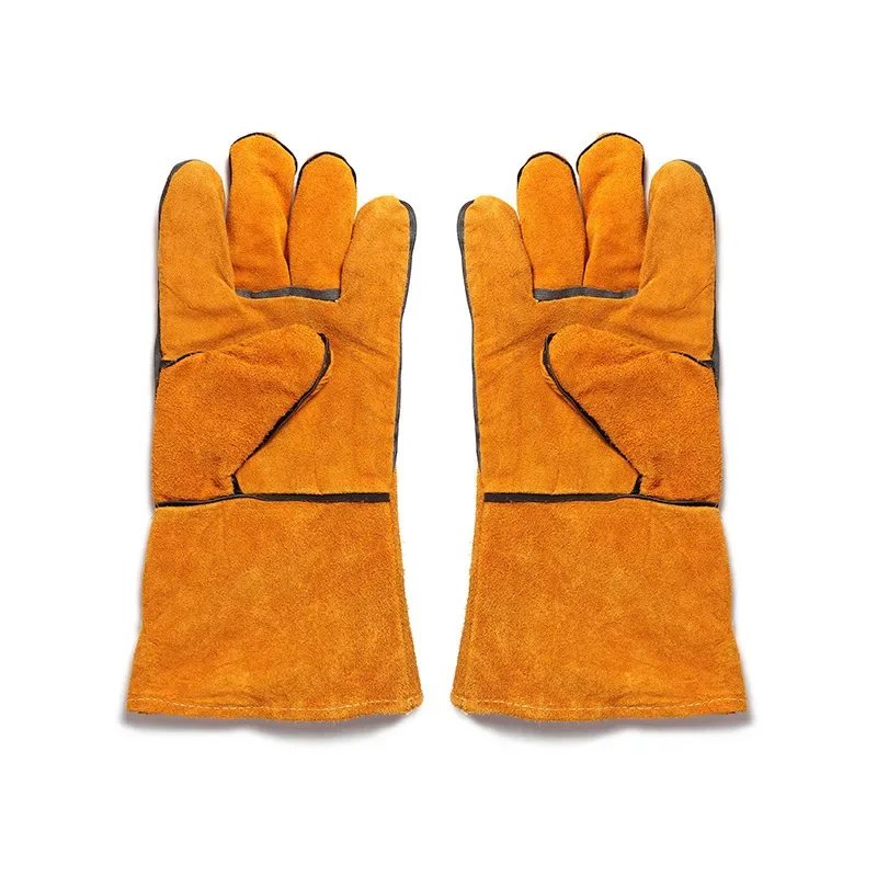 New 2026 Leather Work Gloves Heat-resistant Wear-resistant Heat-insulating Outdoor Camping Picnic Barbecue Protective Gloves