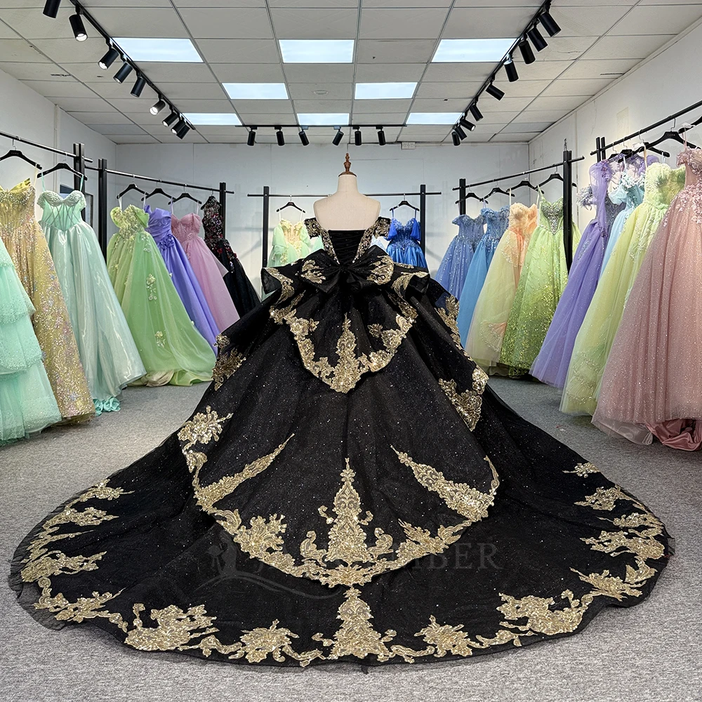 Customized Shiny Quinceanera Dresses With 3D Flower Lace Vestidos 15 Anos Formal Birthday Party Princess Prom Gown Ruffles