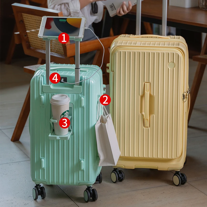 

Travel Suitcase Explosion-Proof Zipper Luggage Multi-Functional Expandable Side-Opening Trolley Case 30In Large Capacity Luggage