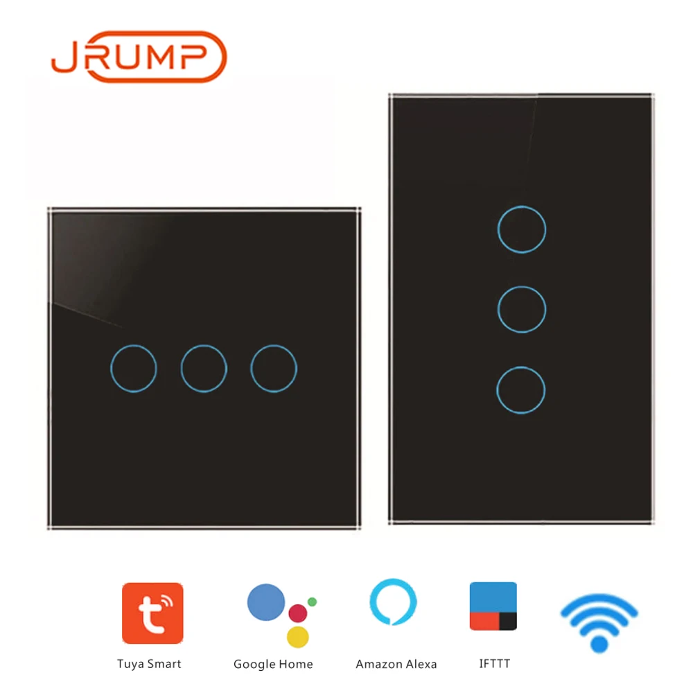 JRUMP Touch Switch Wifi Smart Voice Control Light Switch With Wireless Remote Control Wall Switch Work Alexa Echo Google Home