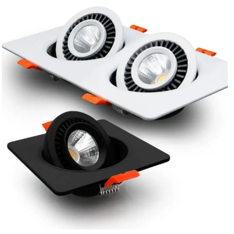 

Регулируемая круглая Встраиваемая Регулируемая на 360 ° черно-белая трубка COB светильник 5W7W9W12W фоновая точка AC110V-220V Внутреннее освещение