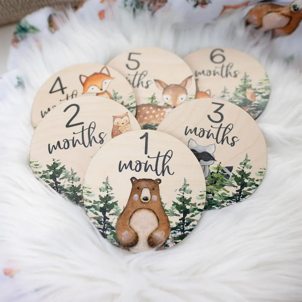 Woodland Milestone Cards, Baby Milestone Woodland CD Markers, Wood Milestone Cards, Growth Commemorative Milestones, Photo Props