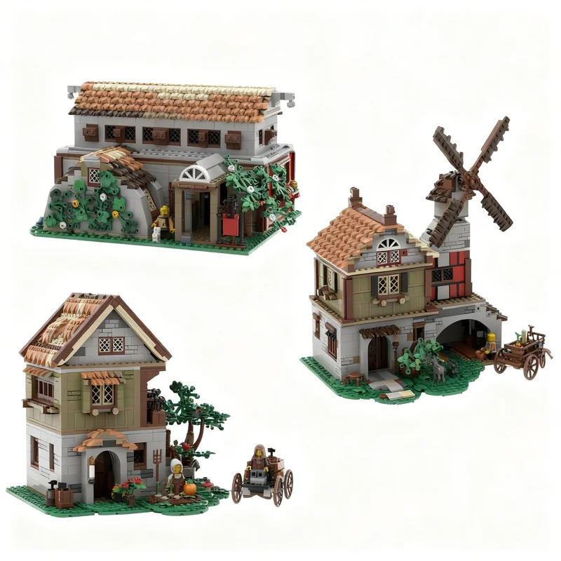 3298pcs MOC 3in1 - Medieval Buildings Castle Model Building Blocks Christmas Gift Toy 3D Education Craft Birthday DIY Display