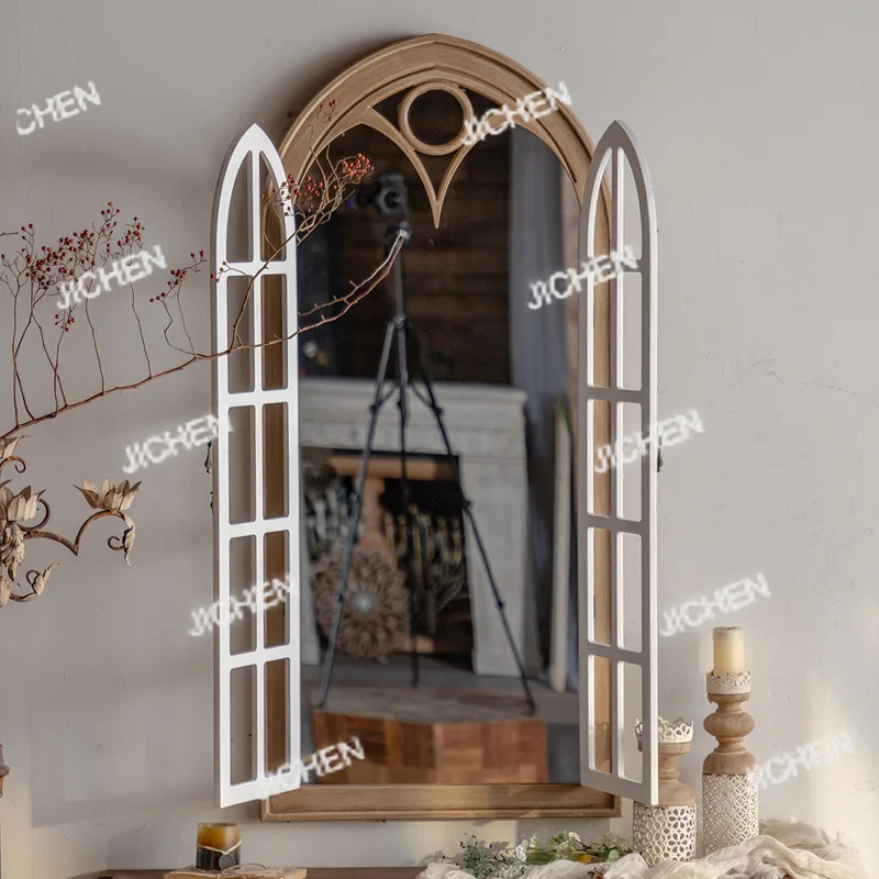 Style rétro nouveau créatif maison chambre tenture murale salle à manger faux miroir de fenêtre, américain personnalisé décoratif pleine longueur