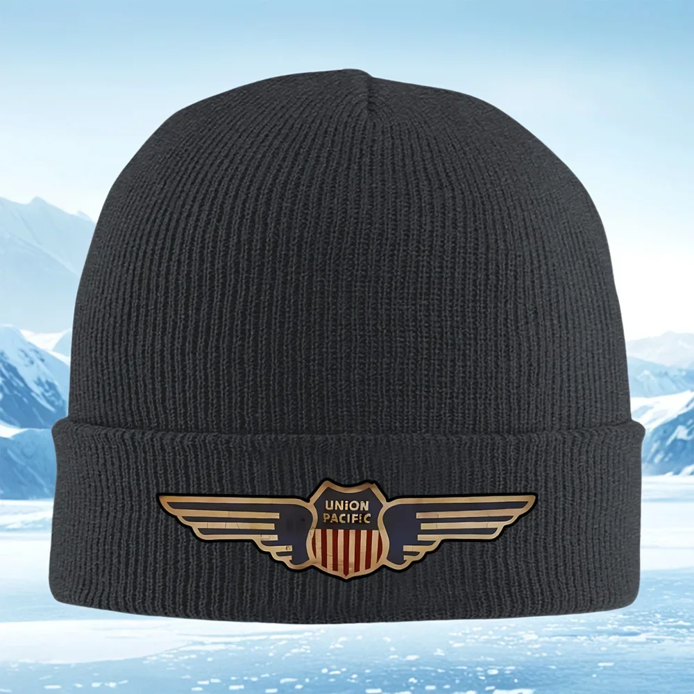 2026 Vintage winged emblem railroad sign Men Women Unisex Knitted Hat Beanie Pullover Cap Winter Thermal Warm Christmas Outdoor