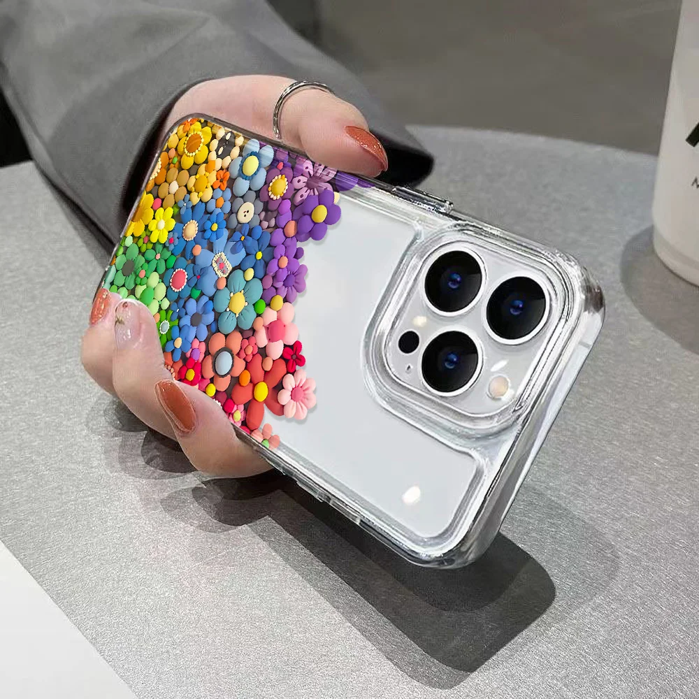 Transparent Phone Case For Samsung S26 Ultra Galaxy S25 Plus S24 FE S23 S21 FE S20 FE S26Ultra Silicone Flower Painted Cover