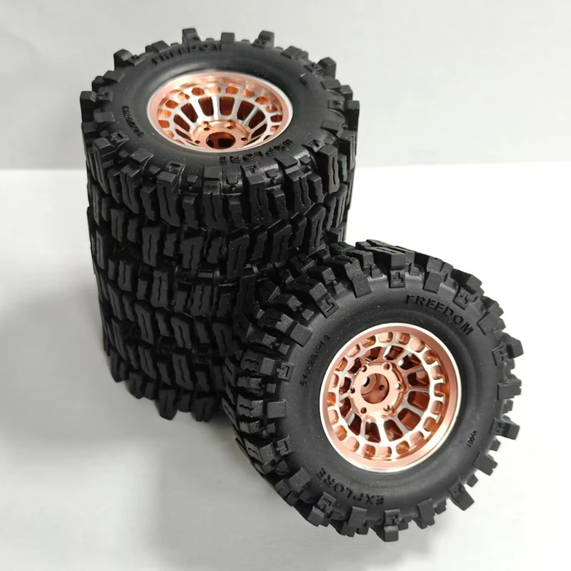 

1.3" Aluminum Beadlock Wheel Rims with Tires Set for 1/24 FMS24 Axial SCX24 1/18 TRX4M RC Crawler Compatible Model Accessories