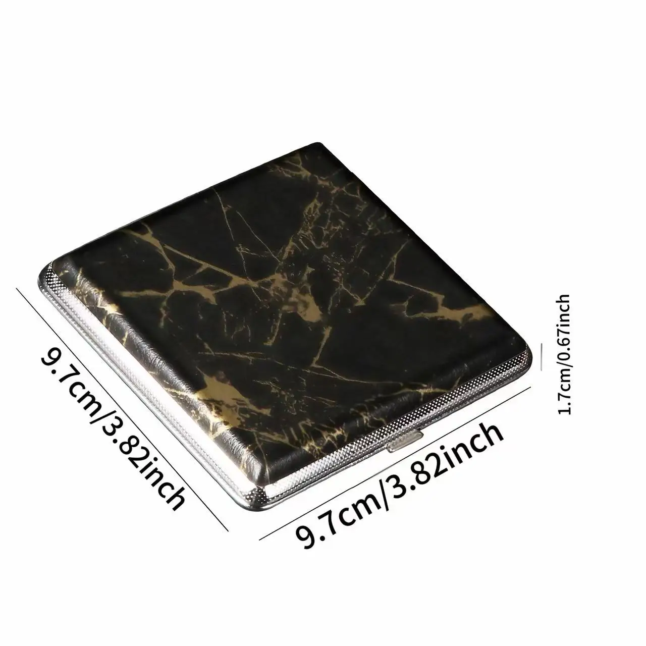 20-Cigarette Faux Leather Case – Marble Pattern, Airtight & Crush-Resistant with 180° Hinge, Portable Slim Cigarette Holder