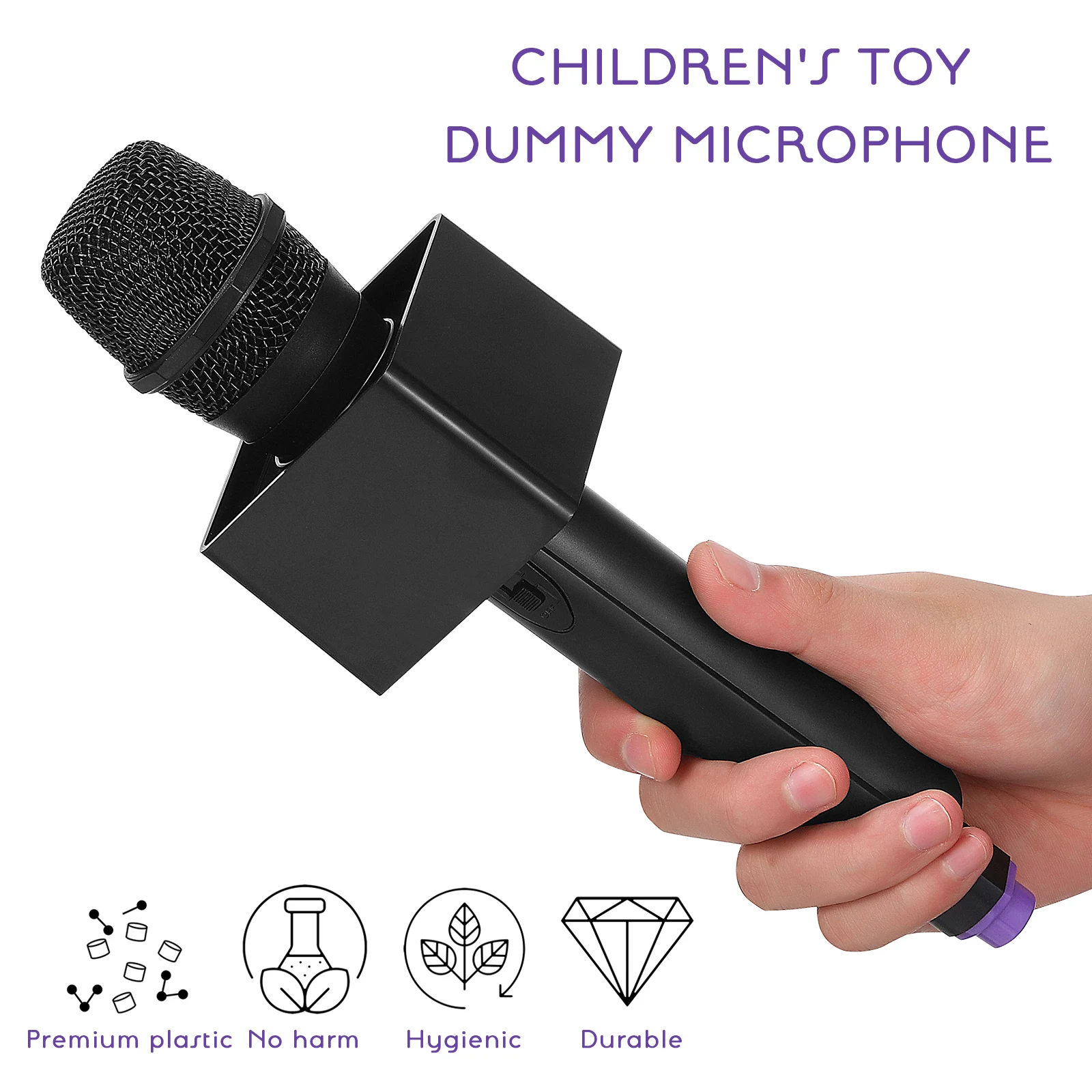 Microphone Toy Simulation With Flag Station Prop For Party Pretend Play Stage Children\'S Toy Fake Microphone 1 Square Logo