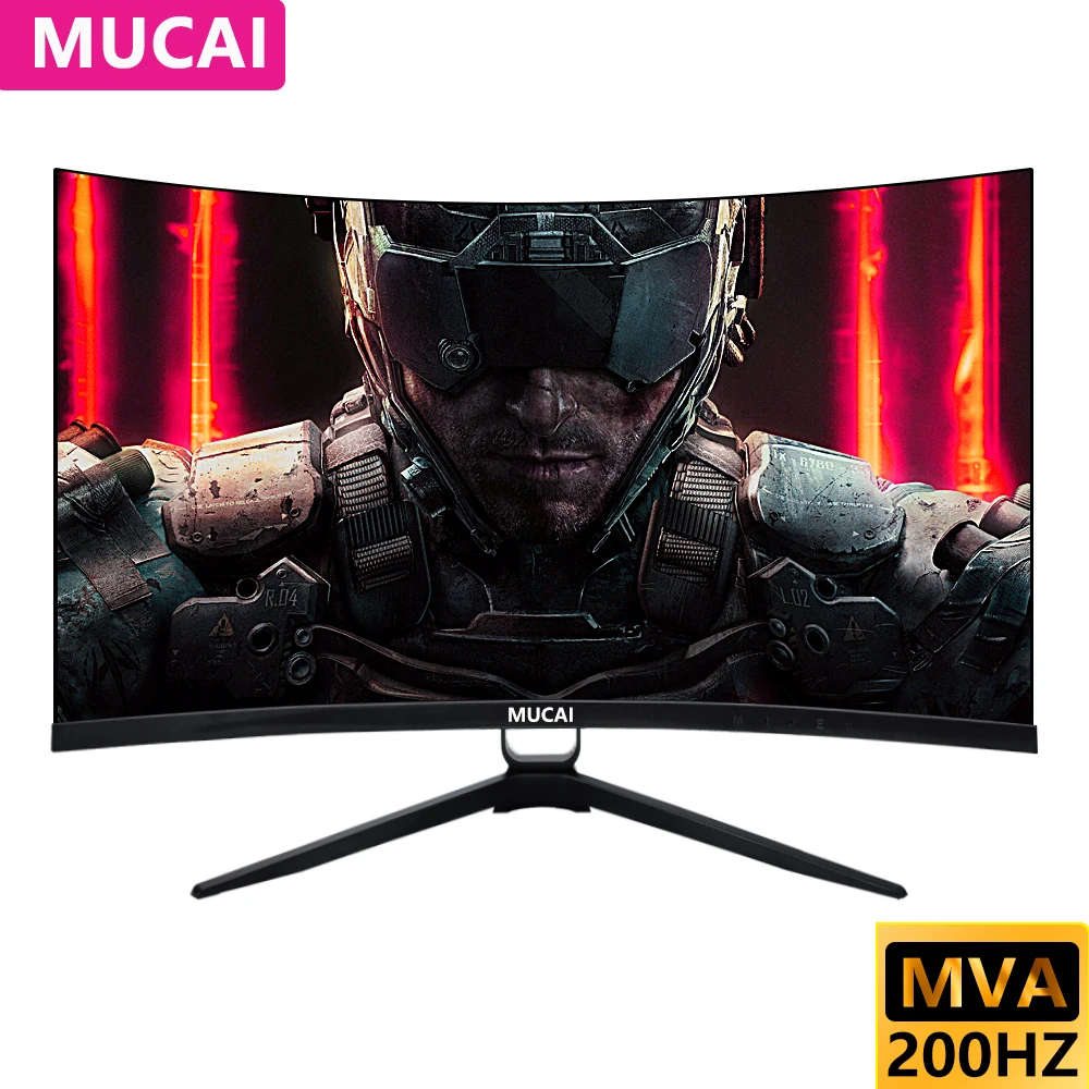 

MUCAI 27 inch Monitor Curved 165Hz Display 16:9 MVA FHD Desktop LED 200Hz Game Computer Screen 1800R DP/1920 * 1080