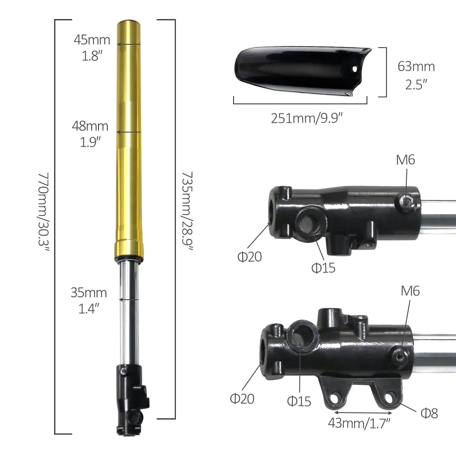 Front Forks Triple Shock 45/48mm Assembly Kit Dirt Pit Bike KLX110 SSR 125 140cc