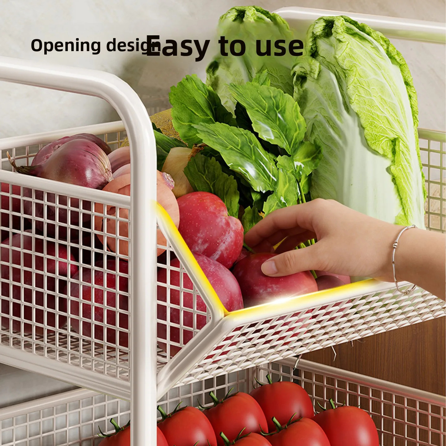 Kitchen rack vegetable basket floor removable finishing rack seasoning onion ginger garlic household multi-layer trolley